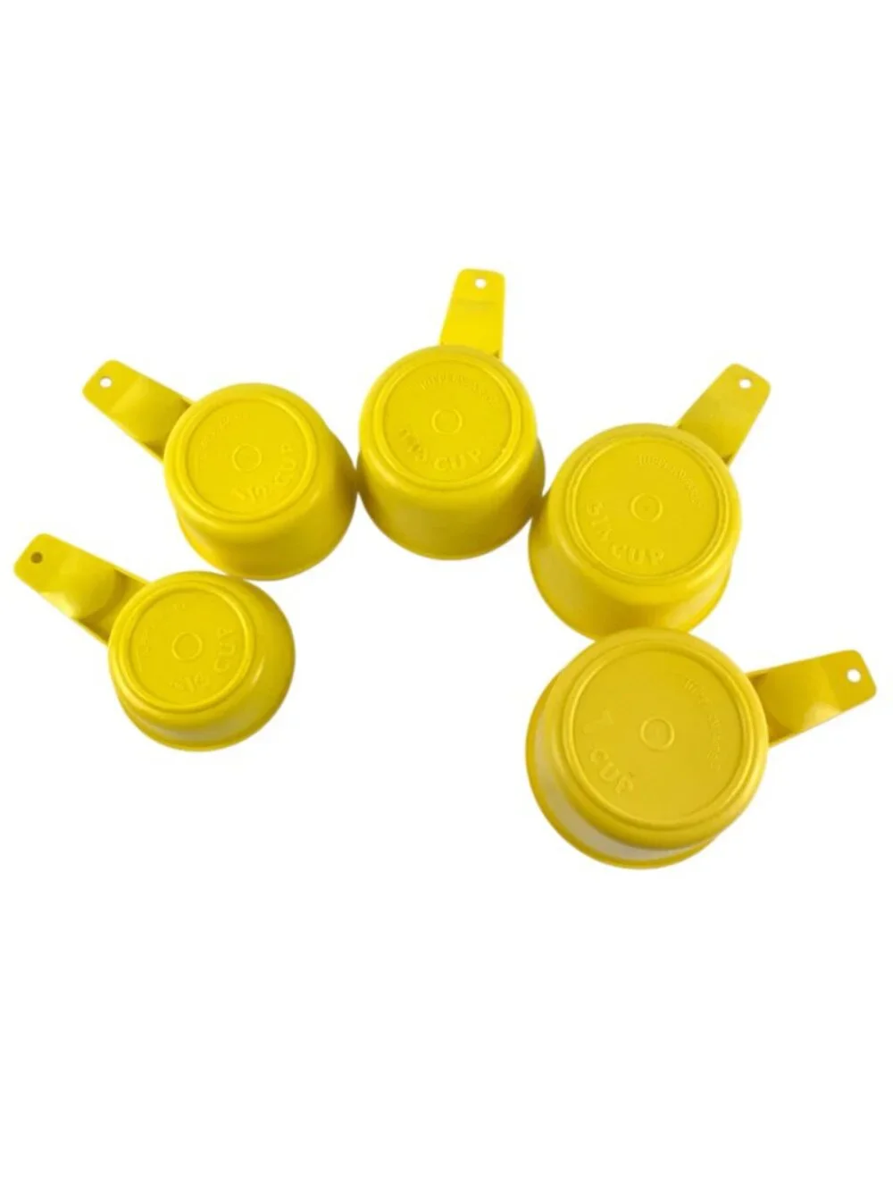 Vintage Tupperware Yellow Measuring Cups Set Of 5 Plastic USA 1/3 To 1 Cup